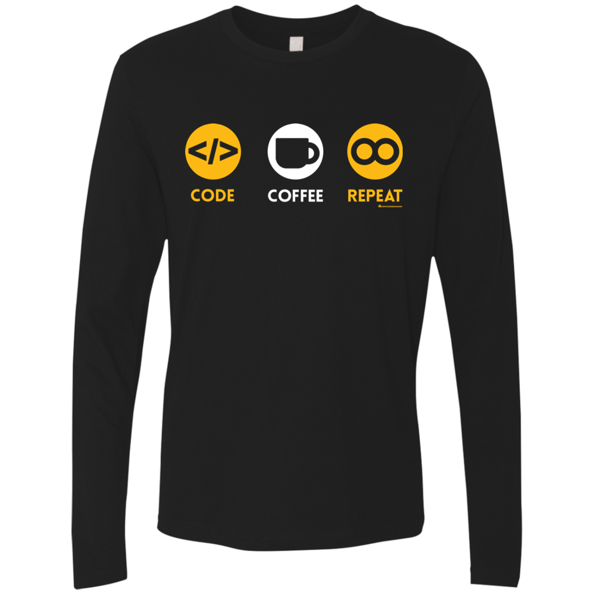 T-Shirts Black / Small Code Coffee Repeat Men's Premium Long Sleeve