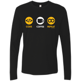 T-Shirts Black / Small Code Coffee Repeat Men's Premium Long Sleeve
