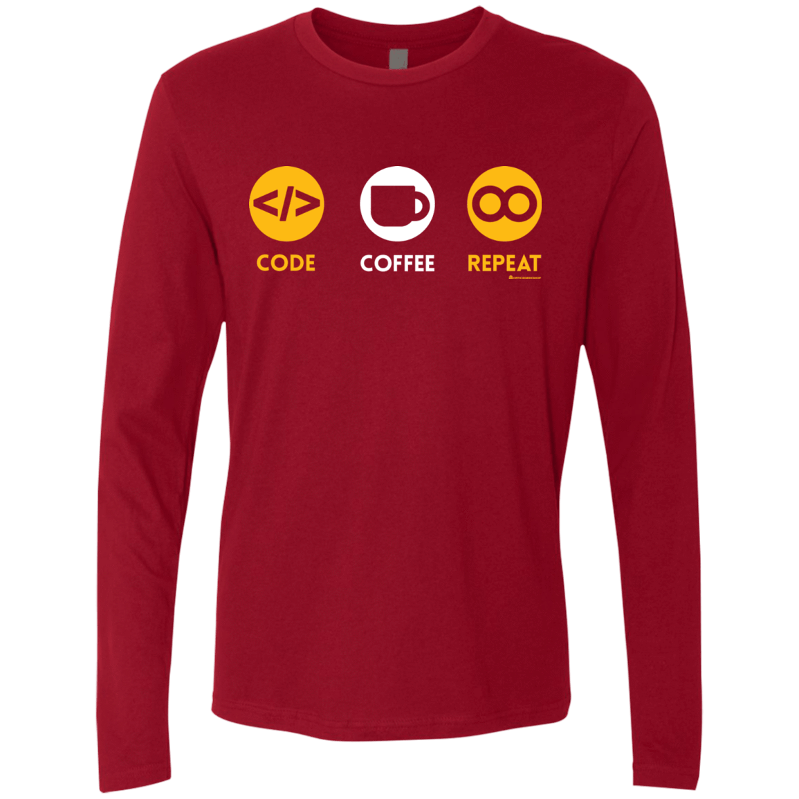 T-Shirts Cardinal / Small Code Coffee Repeat Men's Premium Long Sleeve