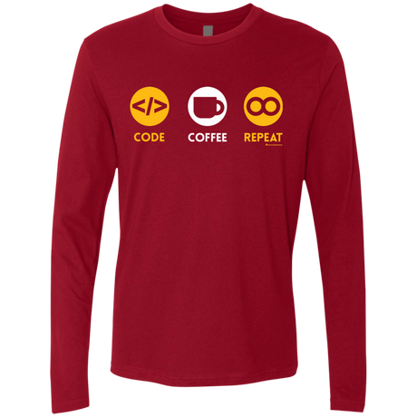 T-Shirts Cardinal / Small Code Coffee Repeat Men's Premium Long Sleeve