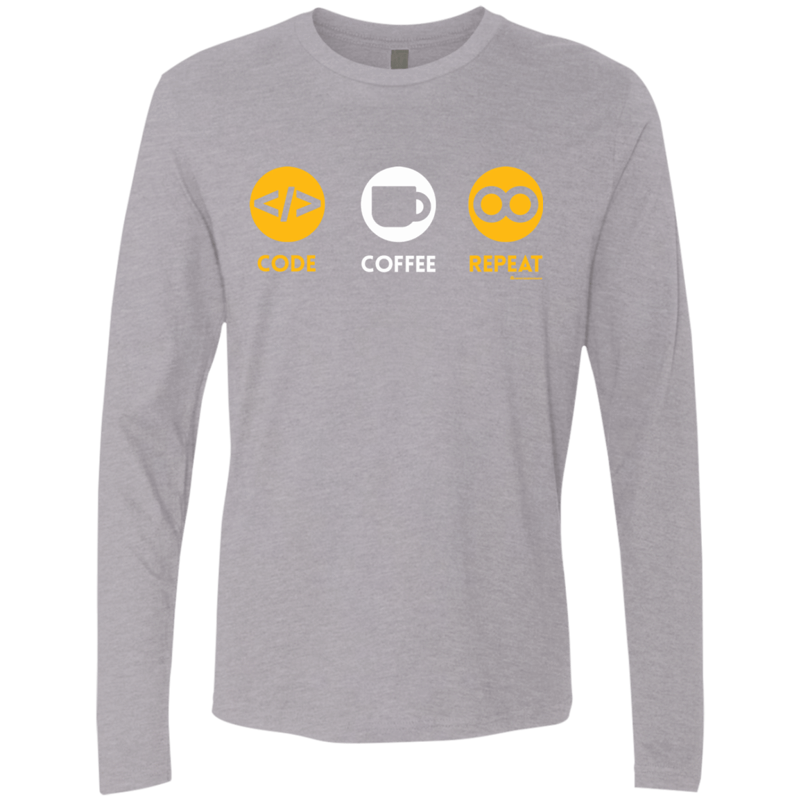 T-Shirts Heather Grey / Small Code Coffee Repeat Men's Premium Long Sleeve