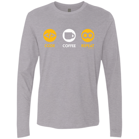 T-Shirts Heather Grey / Small Code Coffee Repeat Men's Premium Long Sleeve