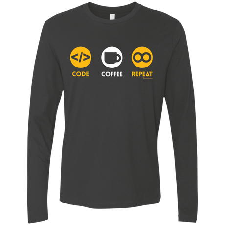 T-Shirts Heavy Metal / Small Code Coffee Repeat Men's Premium Long Sleeve