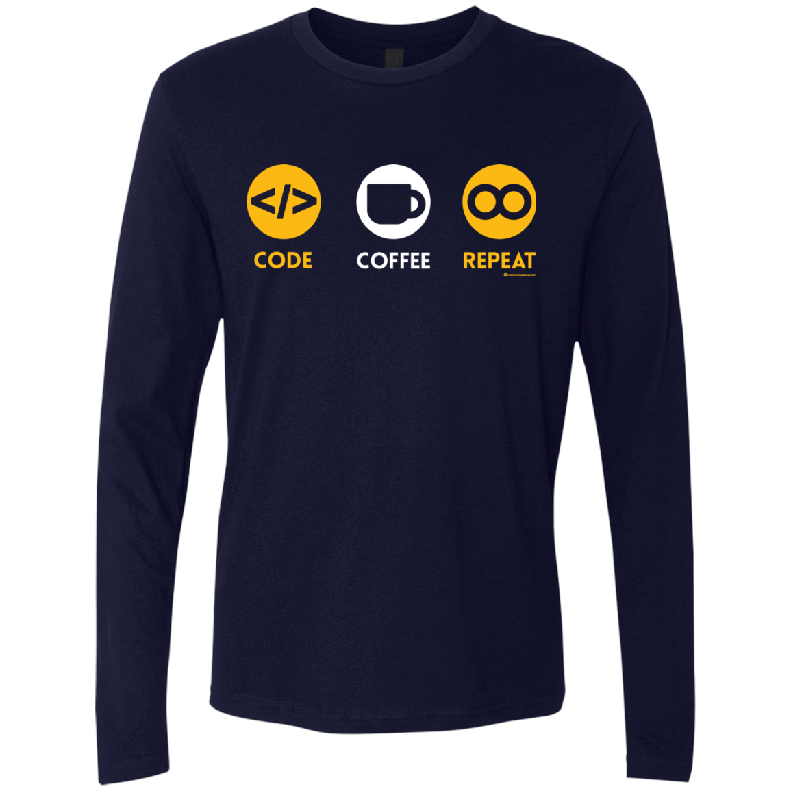 T-Shirts Midnight Navy / Small Code Coffee Repeat Men's Premium Long Sleeve