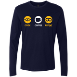 T-Shirts Midnight Navy / Small Code Coffee Repeat Men's Premium Long Sleeve