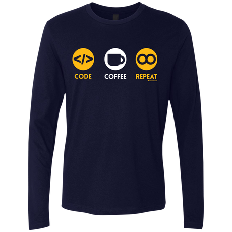 T-Shirts Midnight Navy / Small Code Coffee Repeat Men's Premium Long Sleeve