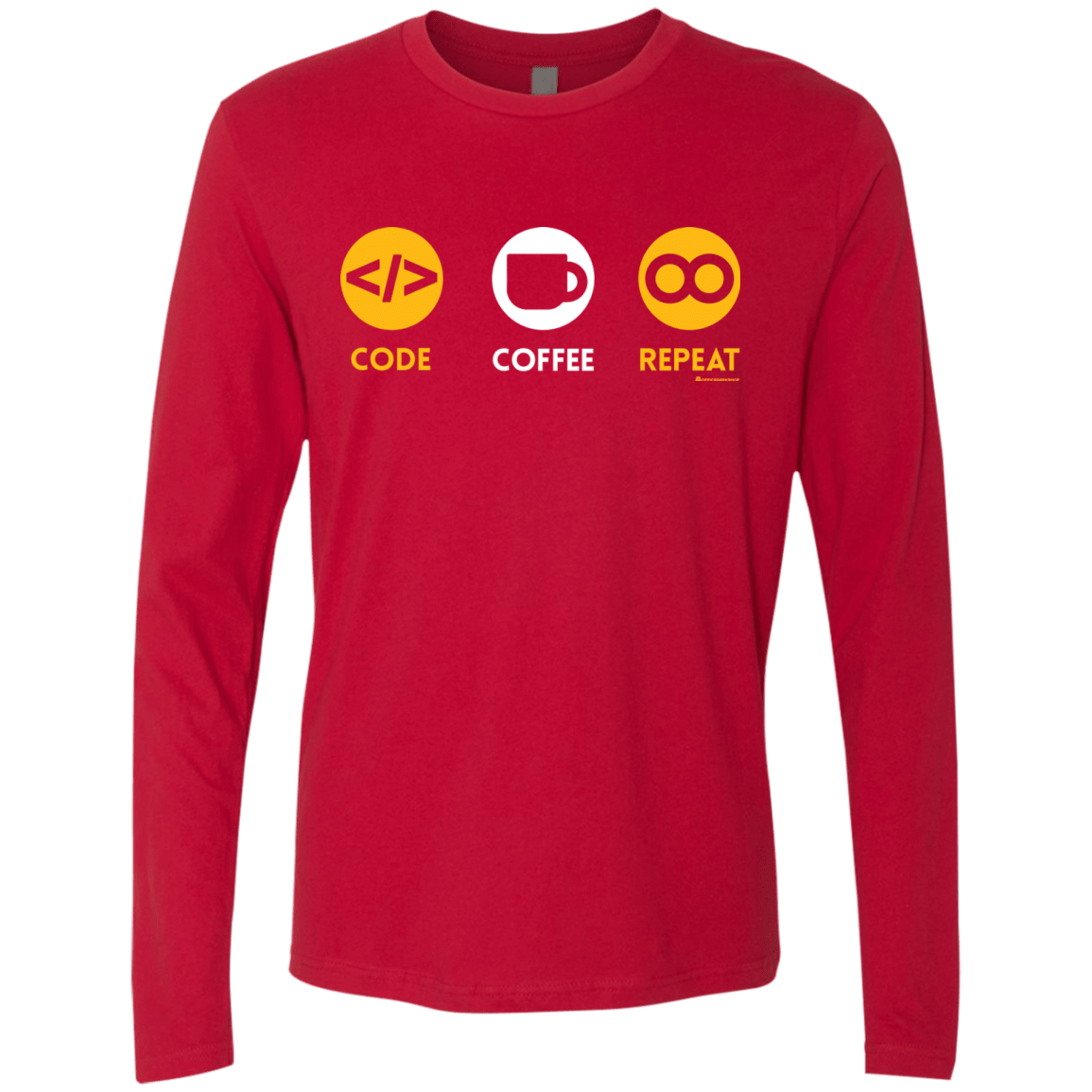 T-Shirts Red / Small Code Coffee Repeat Men's Premium Long Sleeve