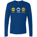 T-Shirts Royal / Small Code Coffee Repeat Men's Premium Long Sleeve