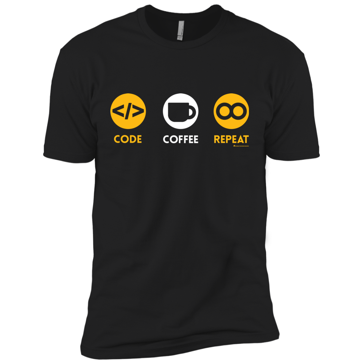T-Shirts Black / X-Small Code Coffee Repeat Men's Premium T-Shirt