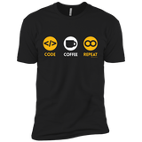 T-Shirts Black / X-Small Code Coffee Repeat Men's Premium T-Shirt