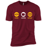 T-Shirts Cardinal / X-Small Code Coffee Repeat Men's Premium T-Shirt