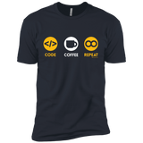 T-Shirts Indigo / X-Small Code Coffee Repeat Men's Premium T-Shirt