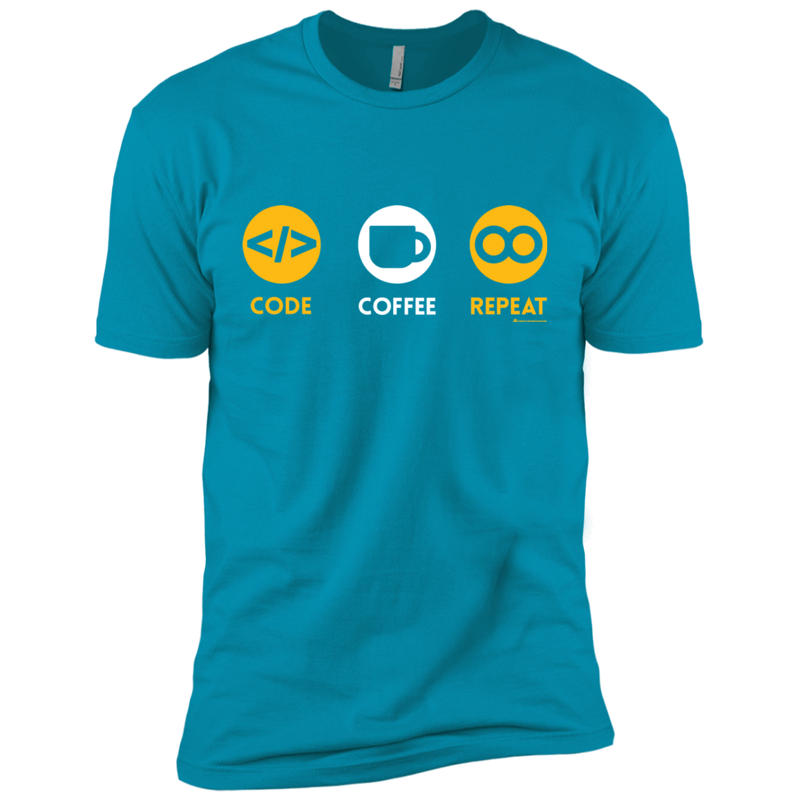 T-Shirts Turquoise / X-Small Code Coffee Repeat Men's Premium T-Shirt