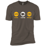 T-Shirts Warm Grey / X-Small Code Coffee Repeat Men's Premium T-Shirt