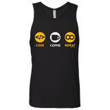 T-Shirts Black / Small Code Coffee Repeat Men's Premium Tank Top