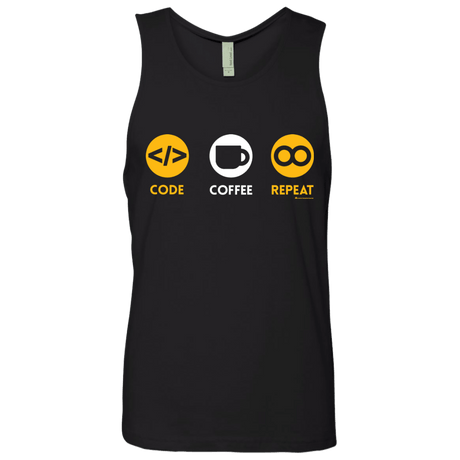 T-Shirts Black / Small Code Coffee Repeat Men's Premium Tank Top