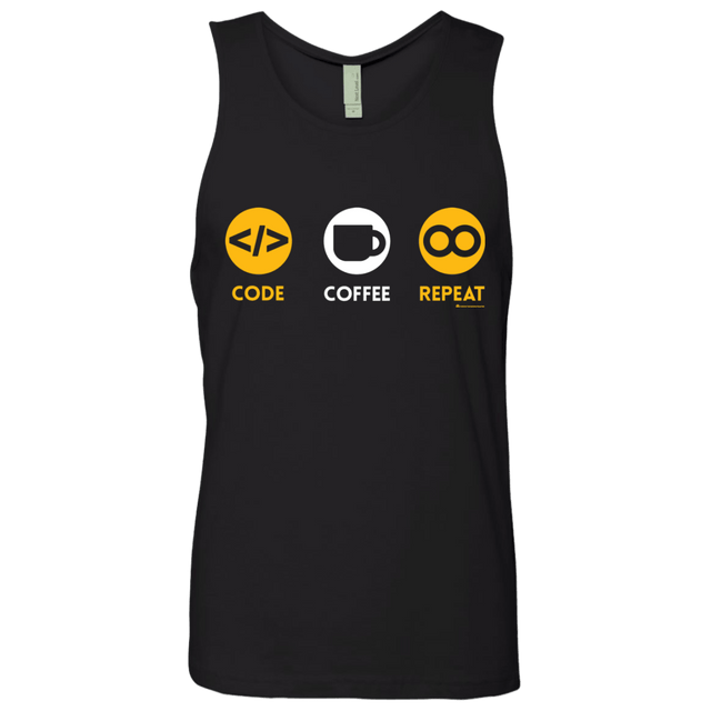 T-Shirts Black / Small Code Coffee Repeat Men's Premium Tank Top