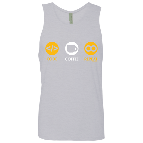 T-Shirts Heather Grey / Small Code Coffee Repeat Men's Premium Tank Top