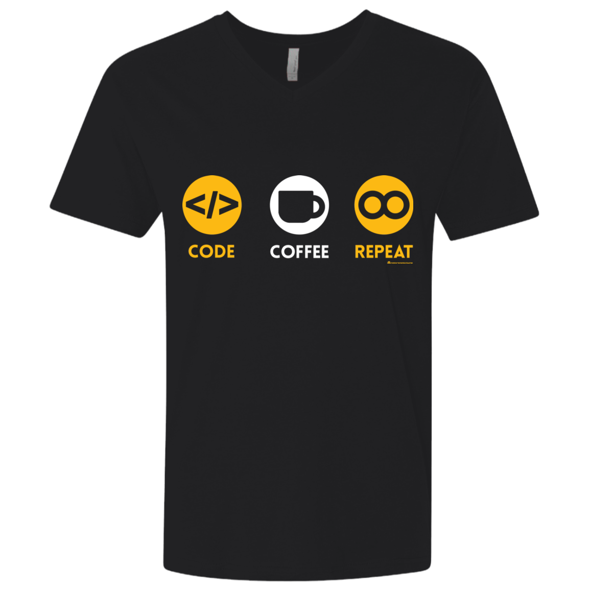 T-Shirts Black / X-Small Code Coffee Repeat Men's Premium V-Neck