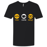 T-Shirts Black / X-Small Code Coffee Repeat Men's Premium V-Neck