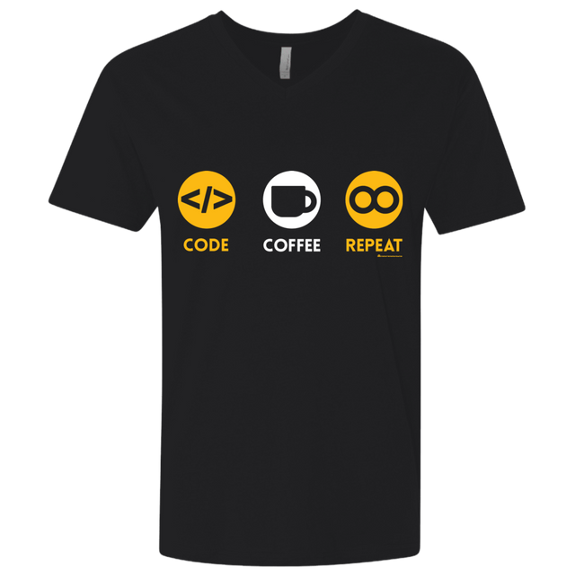 T-Shirts Black / X-Small Code Coffee Repeat Men's Premium V-Neck