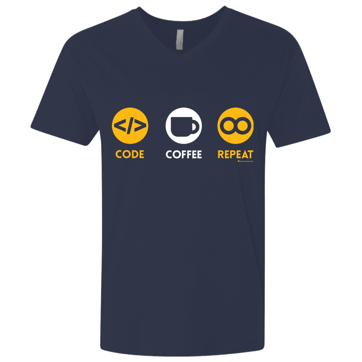 T-Shirts Midnight Navy / X-Small Code Coffee Repeat Men's Premium V-Neck