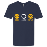 T-Shirts Midnight Navy / X-Small Code Coffee Repeat Men's Premium V-Neck