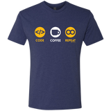 T-Shirts Vintage Navy / Small Code Coffee Repeat Men's Triblend T-Shirt