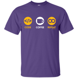 T-Shirts Purple / Small Code Coffee Repeat T-Shirt