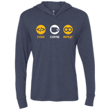 T-Shirts Vintage Navy / X-Small Code Coffee Repeat Triblend Long Sleeve Hoodie Tee
