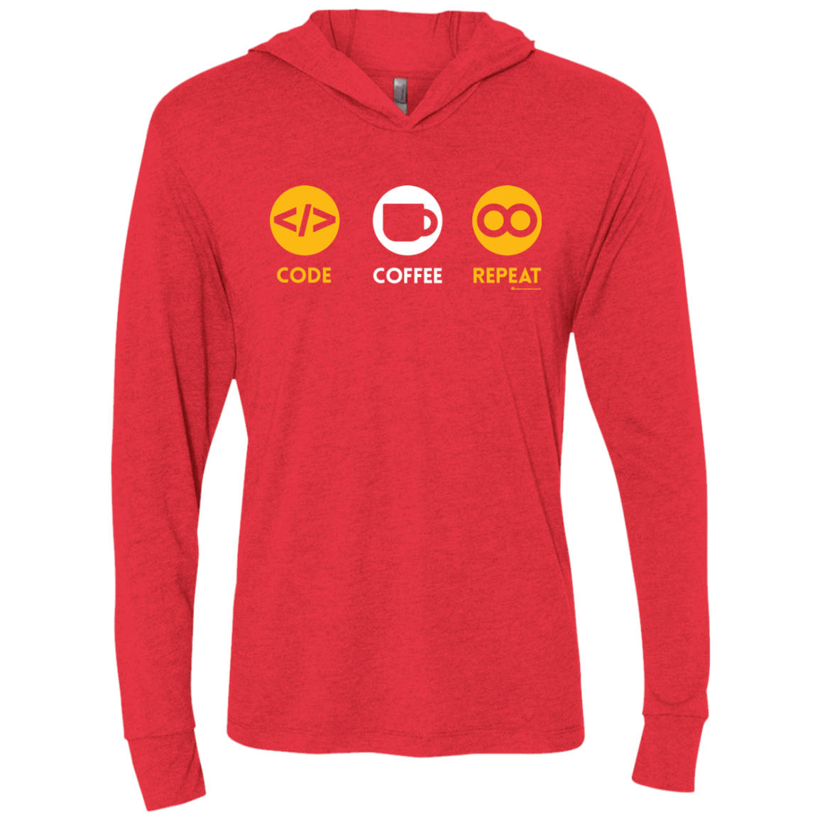 T-Shirts Vintage Red / X-Small Code Coffee Repeat Triblend Long Sleeve Hoodie Tee