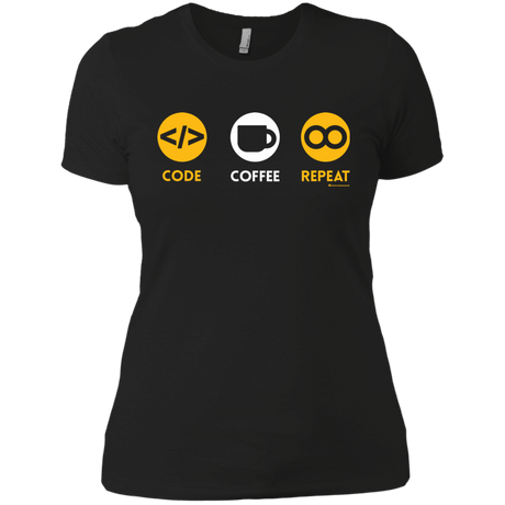 T-Shirts Black / X-Small Code Coffee Repeat Women's Premium T-Shirt