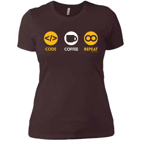 T-Shirts Dark Chocolate / X-Small Code Coffee Repeat Women's Premium T-Shirt