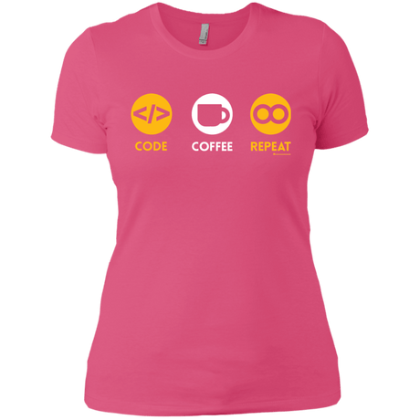 T-Shirts Hot Pink / X-Small Code Coffee Repeat Women's Premium T-Shirt