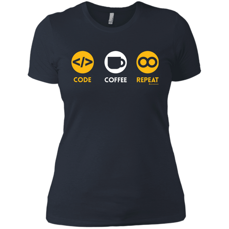 T-Shirts Indigo / X-Small Code Coffee Repeat Women's Premium T-Shirt