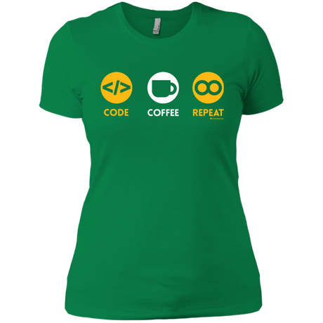 T-Shirts Kelly Green / X-Small Code Coffee Repeat Women's Premium T-Shirt