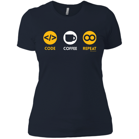 T-Shirts Midnight Navy / X-Small Code Coffee Repeat Women's Premium T-Shirt