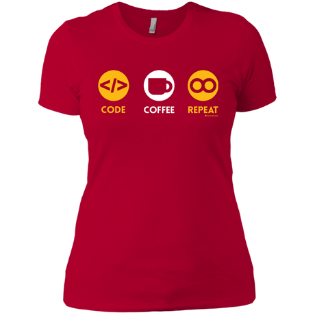 T-Shirts Red / X-Small Code Coffee Repeat Women's Premium T-Shirt