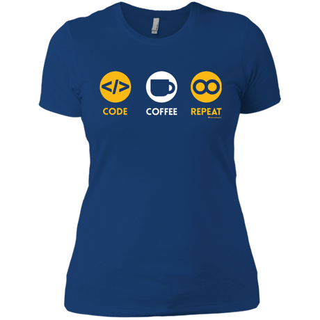 T-Shirts Royal / X-Small Code Coffee Repeat Women's Premium T-Shirt