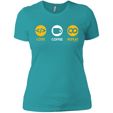 T-Shirts Tahiti Blue / X-Small Code Coffee Repeat Women's Premium T-Shirt