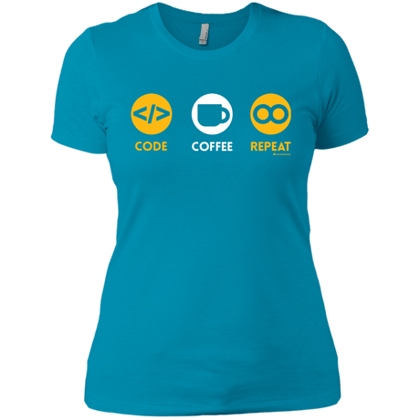 T-Shirts Turquoise / X-Small Code Coffee Repeat Women's Premium T-Shirt