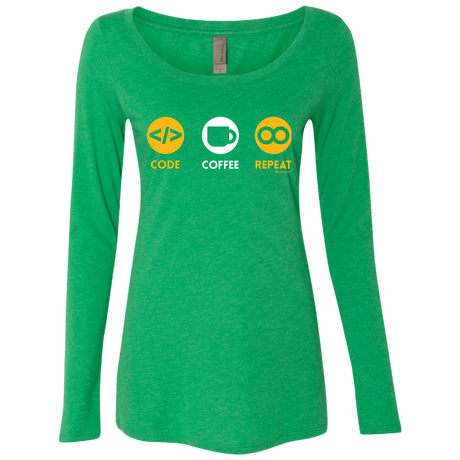 T-Shirts Envy / Small Code Coffee Repeat Women's Triblend Long Sleeve Shirt