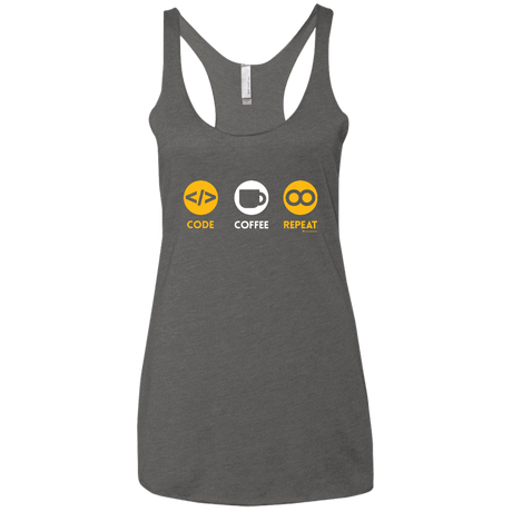 T-Shirts Premium Heather / X-Small Code Coffee Repeat Women's Triblend Racerback Tank