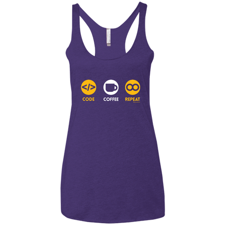 T-Shirts Purple Rush / X-Small Code Coffee Repeat Women's Triblend Racerback Tank