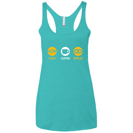 T-Shirts Tahiti Blue / X-Small Code Coffee Repeat Women's Triblend Racerback Tank