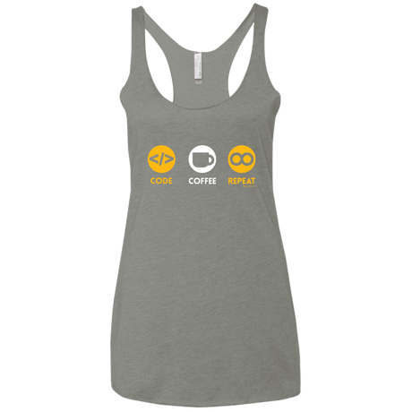 T-Shirts Venetian Grey / X-Small Code Coffee Repeat Women's Triblend Racerback Tank