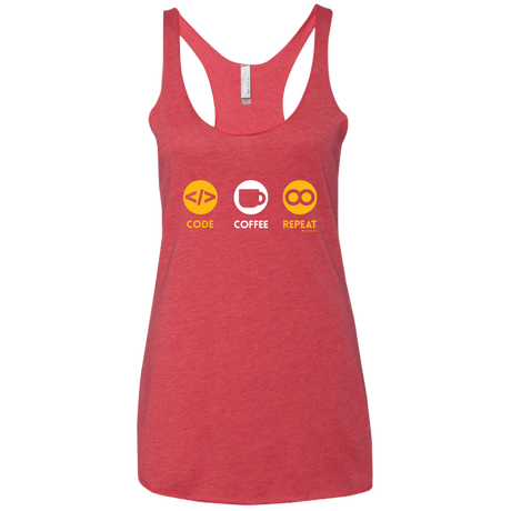 T-Shirts Vintage Red / X-Small Code Coffee Repeat Women's Triblend Racerback Tank