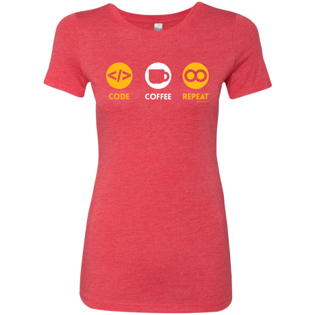 T-Shirts Vintage Red / Small Code Coffee Repeat Women's Triblend T-Shirt