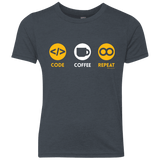 T-Shirts Vintage Navy / YXS Code Coffee Repeat Youth Triblend T-Shirt