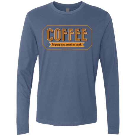 T-Shirts Indigo / Small Coffee For Lazy People Men's Premium Long Sleeve